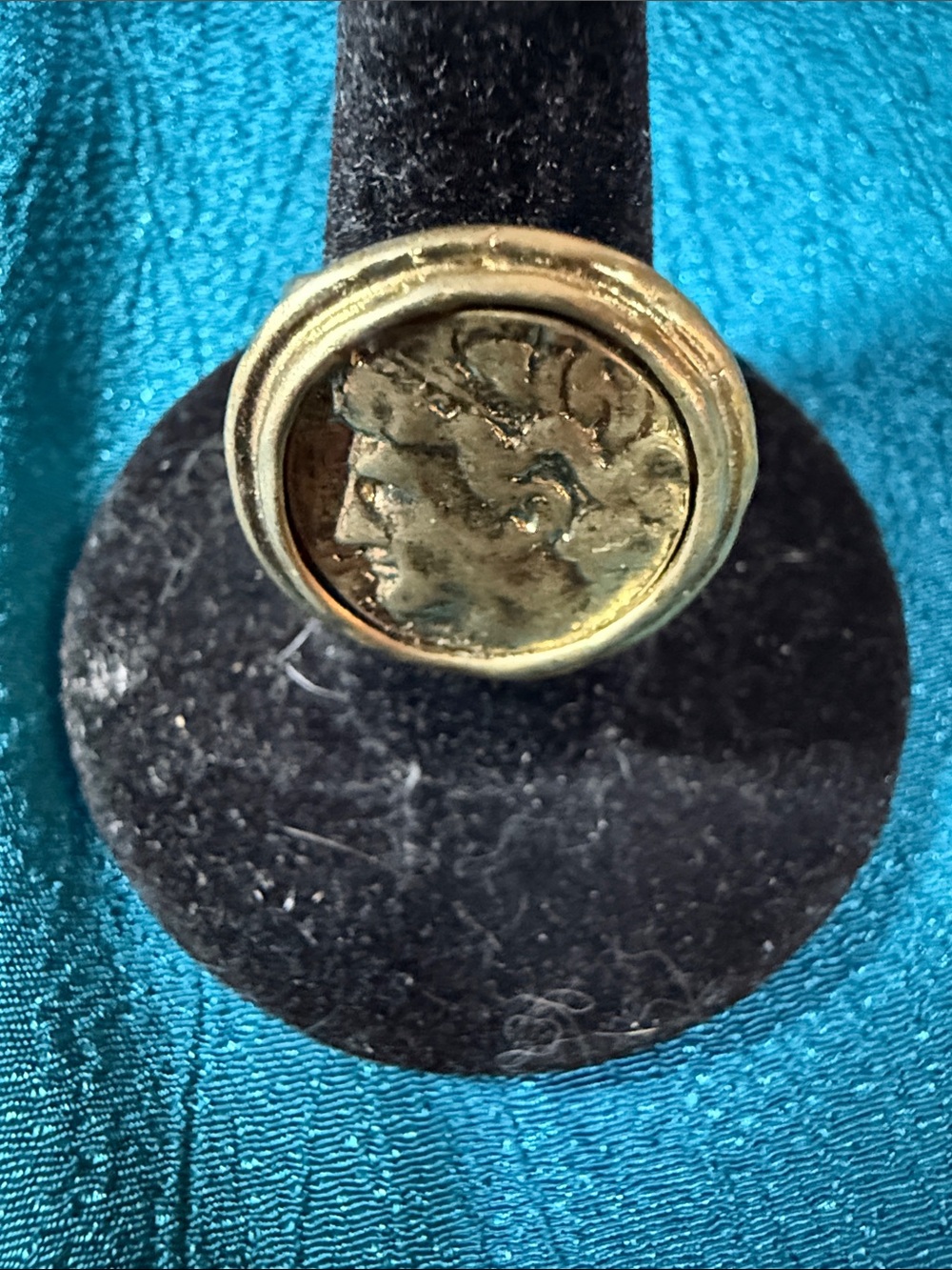 Gold-Tone Roman Coin Statement Ring - Women's Jewelry